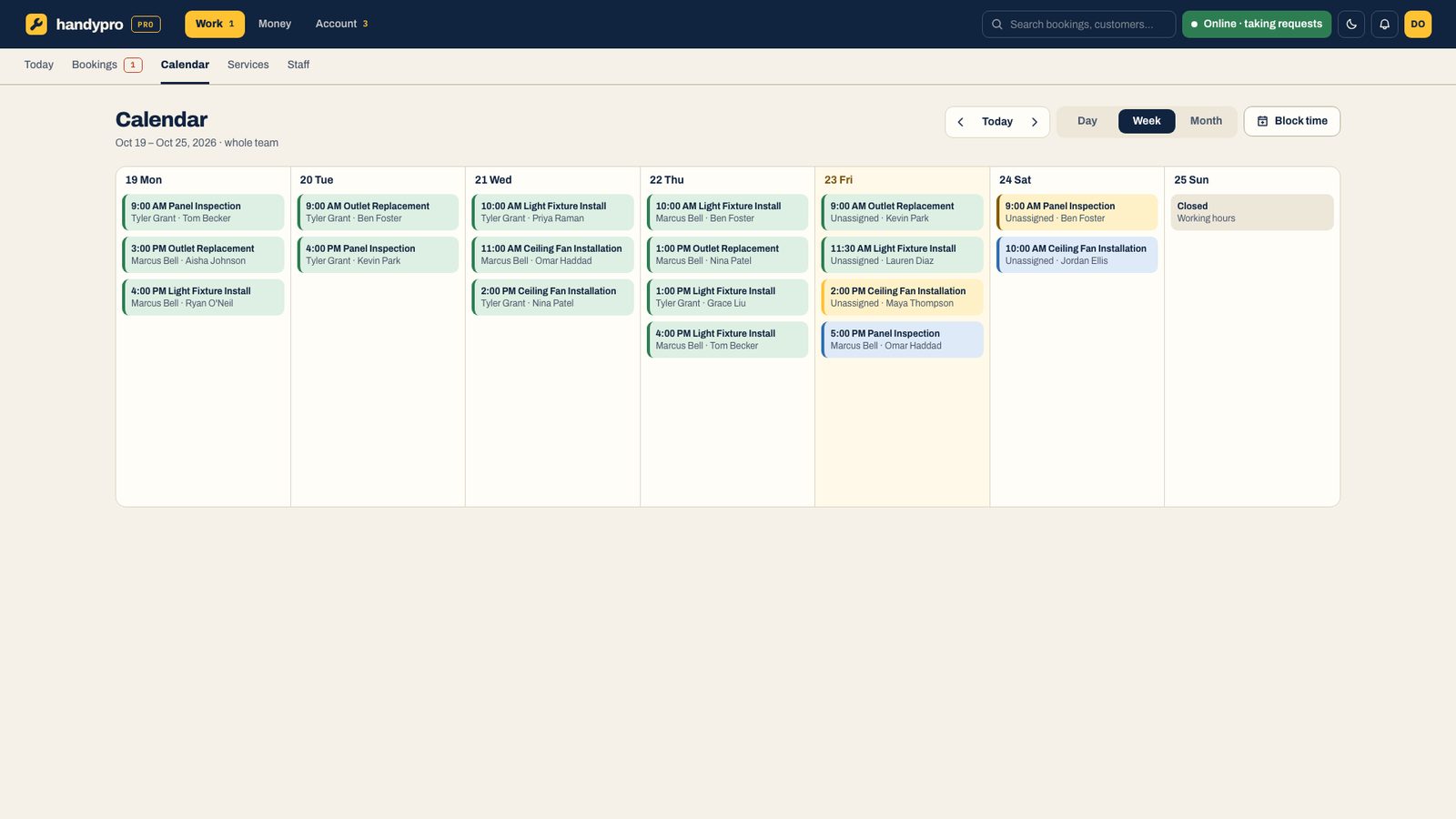Calendar page